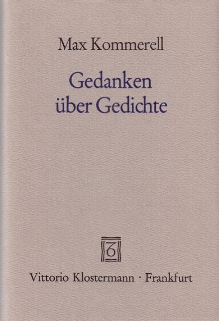 Cover: 9783465016885 | Gedanken über Gedichte | Max Kommerell | Taschenbuch | Deutsch | 1985