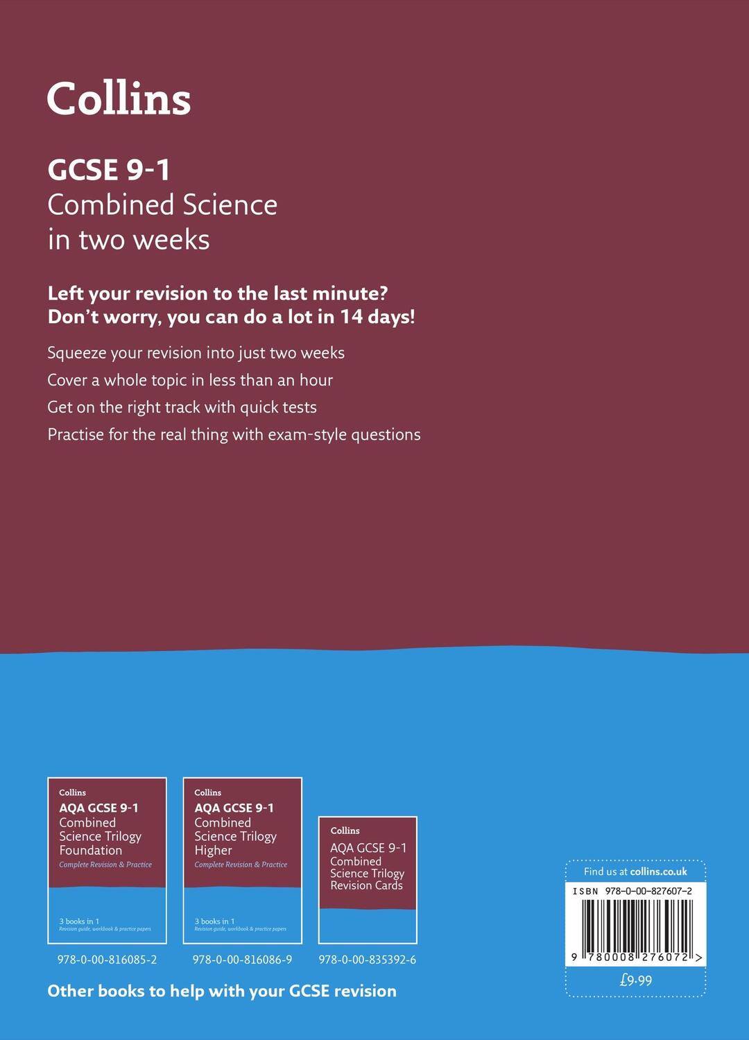 Rückseite: 9780008276072 | GCSE 9-1 Combined Science In Two Weeks | Collins Gcse | Taschenbuch