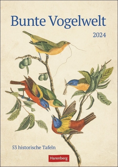 Cover: 9783840032394 | Bunte Vogelwelt Wochenplaner 2024: 53 historische Tafeln mit...