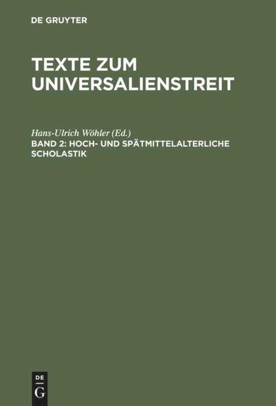 Cover: 9783050019291 | Hoch- und spätmittelalterliche Scholastik | Hans-Ulrich Wöhler | Buch