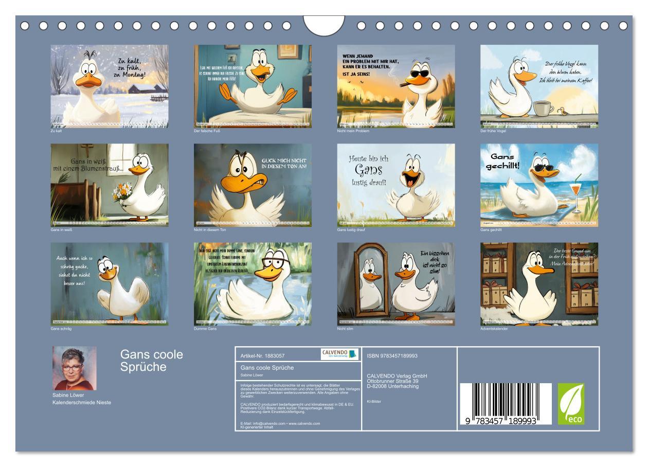 Bild: 9783457189993 | Gans coole Sprüche (Wandkalender 2025 DIN A4 quer), CALVENDO...