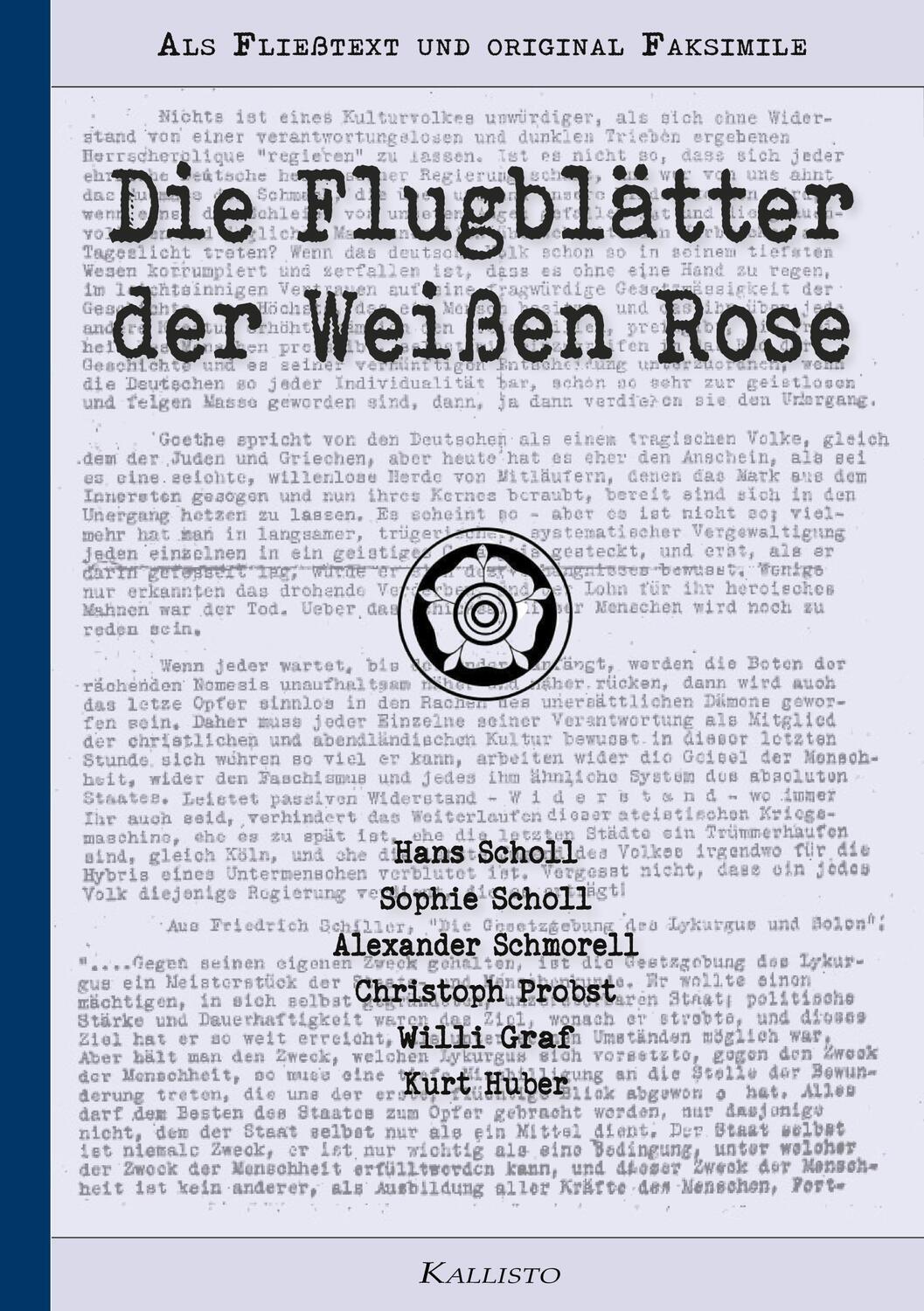 Cover: 9783752641806 | Die Flugblätter der Weißen Rose | Als Fließtext und original Faksimile