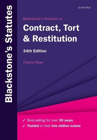Cover: 9780198890799 | Blackstone's Statutes on Contract, Tort &amp; Restitution | Francis Rose