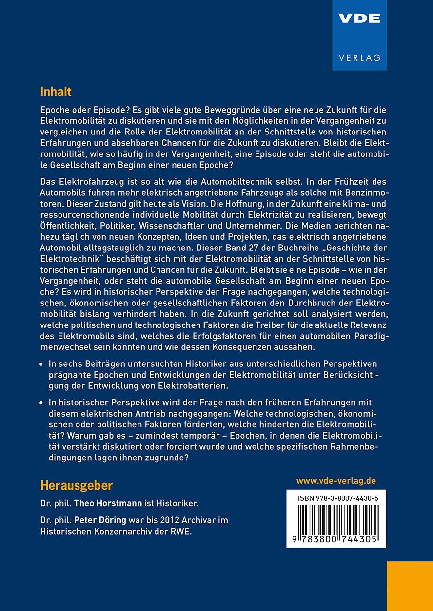 Rückseite: 9783800744305 | Zeiten der Elektromobilität | Theo Horstmann (u. a.) | Buch | 193 S.