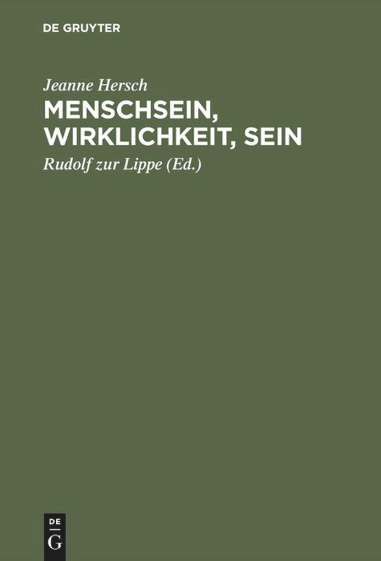 Cover: 9783050027838 | Menschsein, Wirklichkeit, Sein | Hrsg. v. Rudolf zur Lippe | Hersch