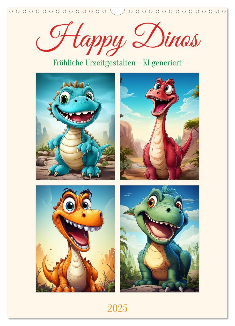 Cover: 9783435857791 | Happy Dinos (Wandkalender 2025 DIN A3 hoch), CALVENDO Monatskalender