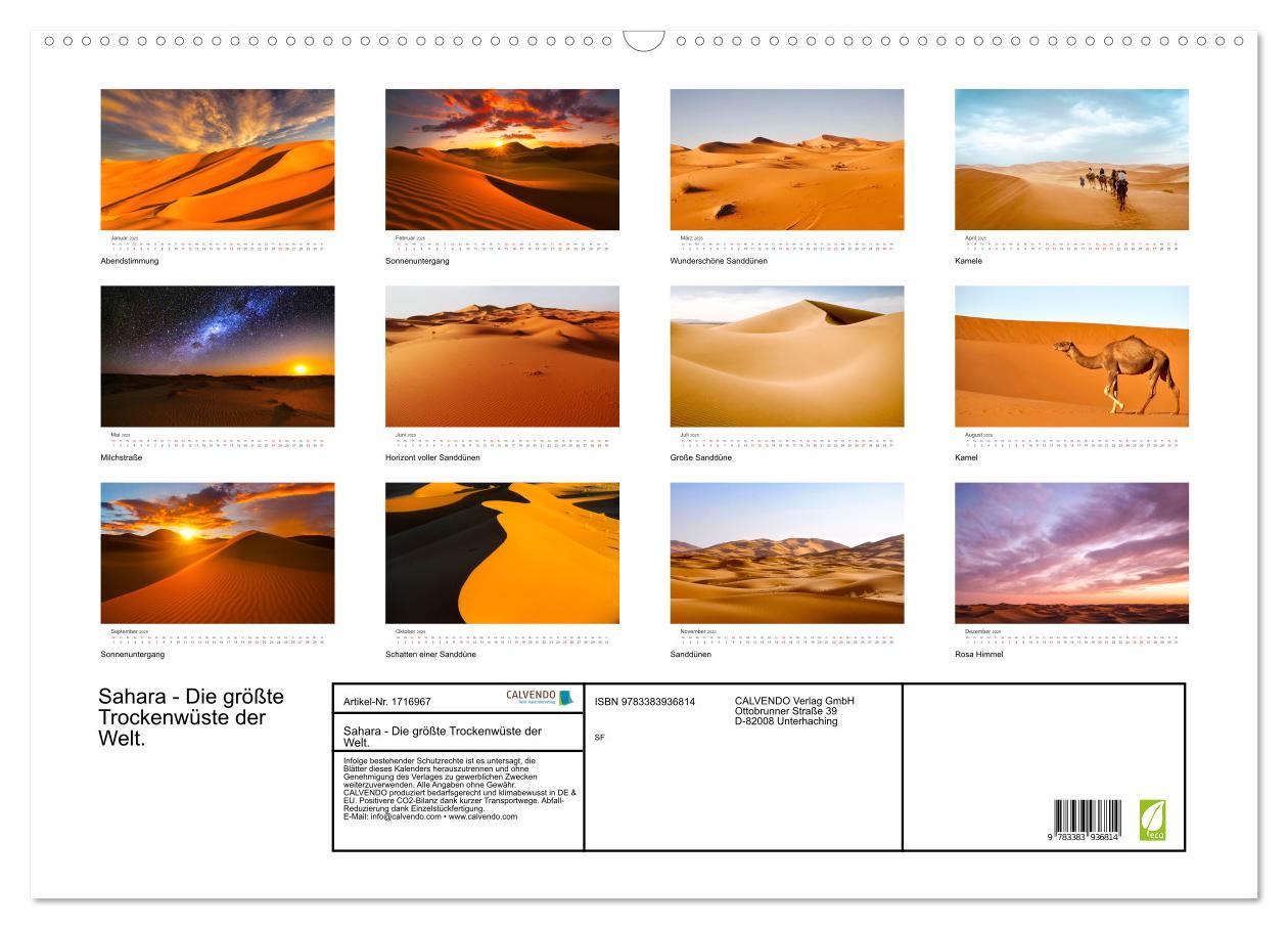 Bild: 9783383936814 | Sahara - Die größte Trockenwüste der Welt. (Wandkalender 2025 DIN...