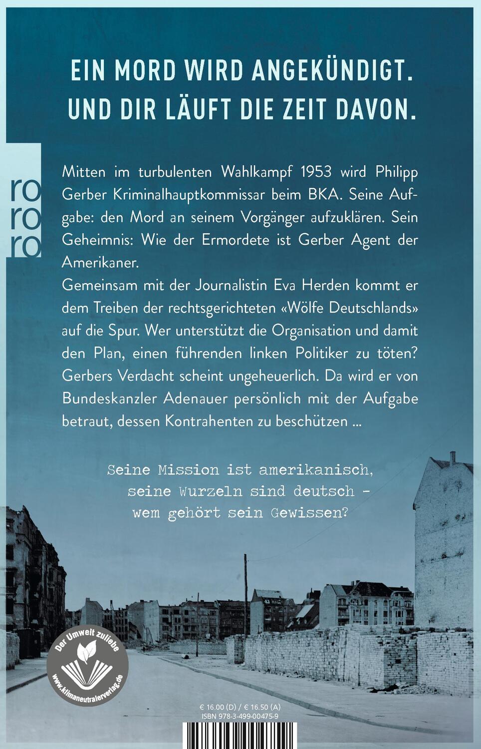 Rückseite: 9783499004759 | Die Akte Adenauer | Historischer Thriller | Ralf Langroth | Buch
