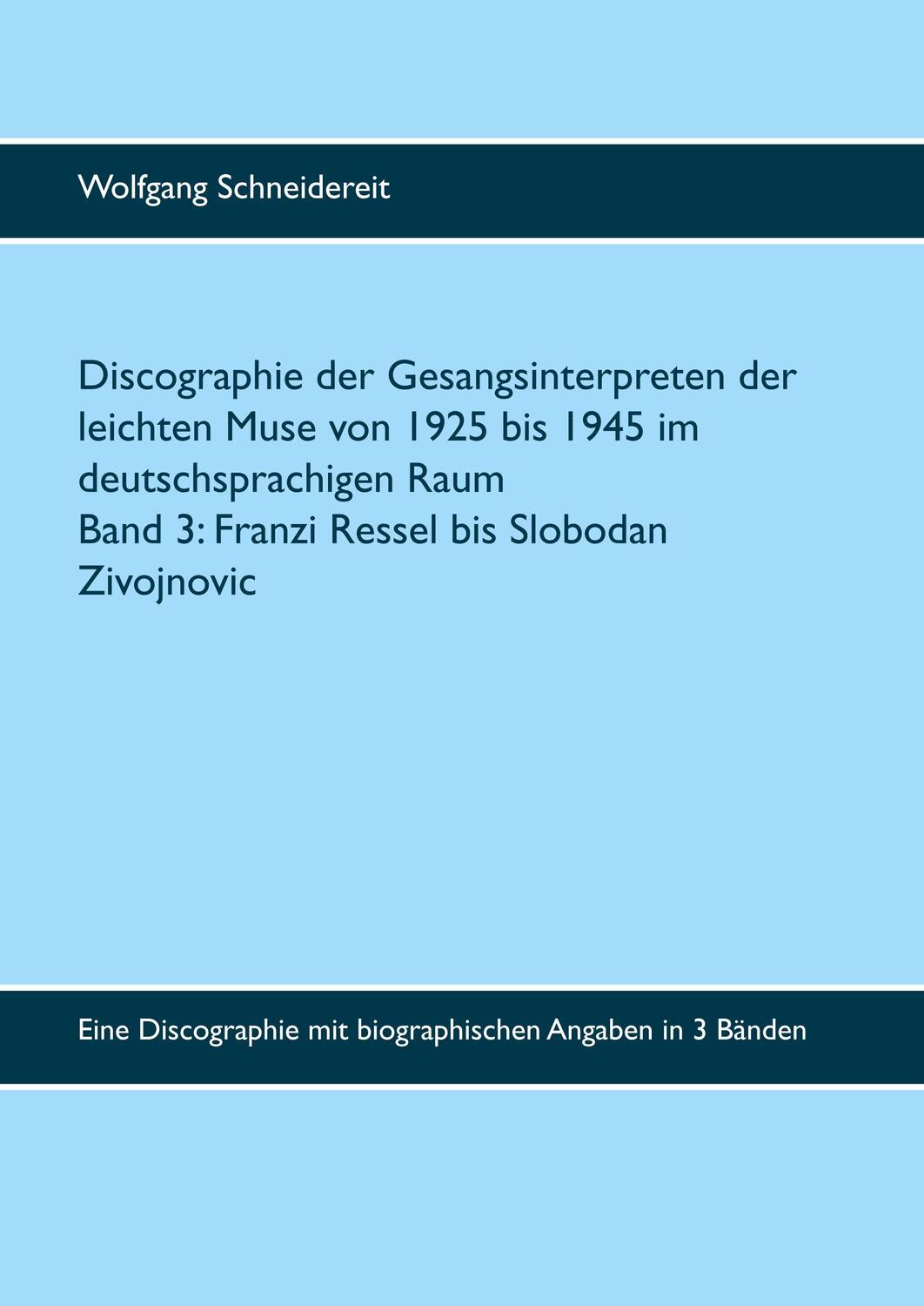 Cover: 9783752828436 | Discographie der Gesangsinterpreten der leichten Muse von 1925 bis...