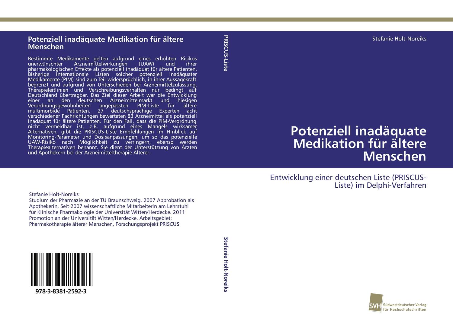 Cover: 9783838125923 | Potenziell inadäquate Medikation für ältere Menschen | Holt-Noreiks