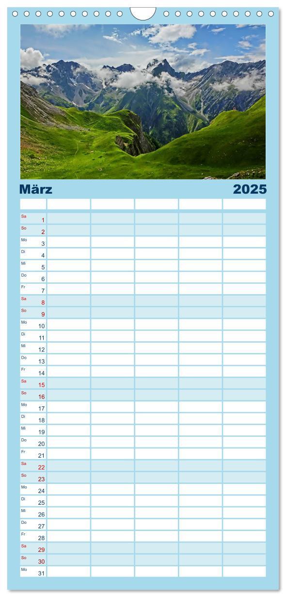 Bild: 9783457113561 | Familienplaner 2025 - Alpenüberquerung mit 5 Spalten (Wandkalender,...