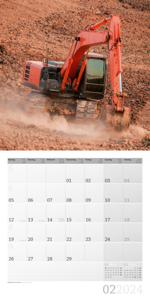Bild: 9783838444185 | Bagger Kalender 2024 - 30x30 | Ackermann Kunstverlag | Kalender | 2024