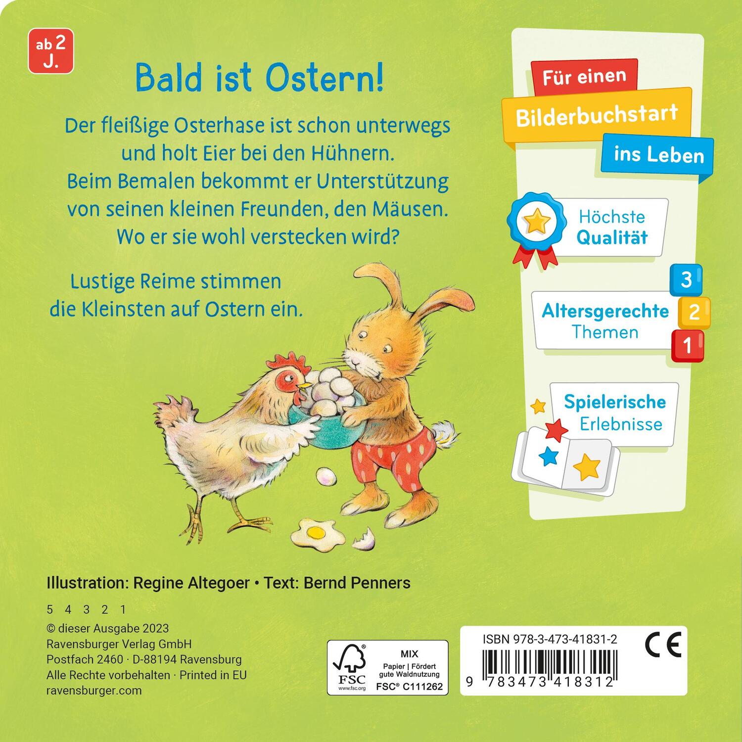 Rückseite: 9783473418312 | Mein liebstes Osterbuch | Bernd Penners | Buch | 16 S. | Deutsch