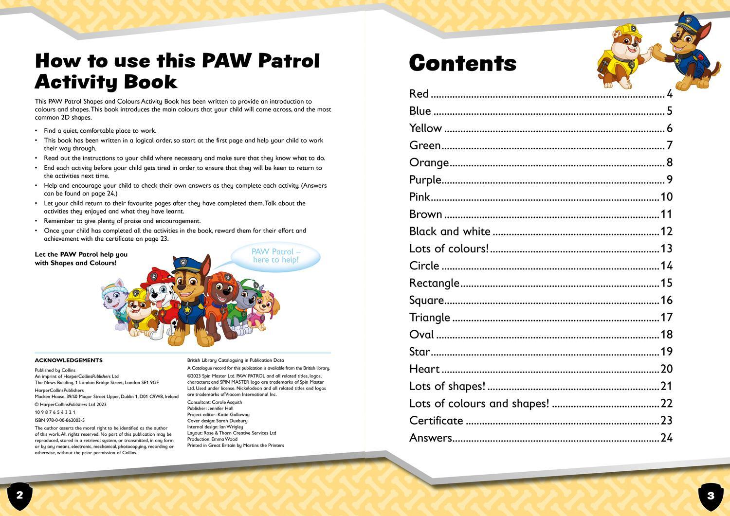 Bild: 9780008620035 | PAW Patrol Shapes and Colours Activity Book | Get Set for School!
