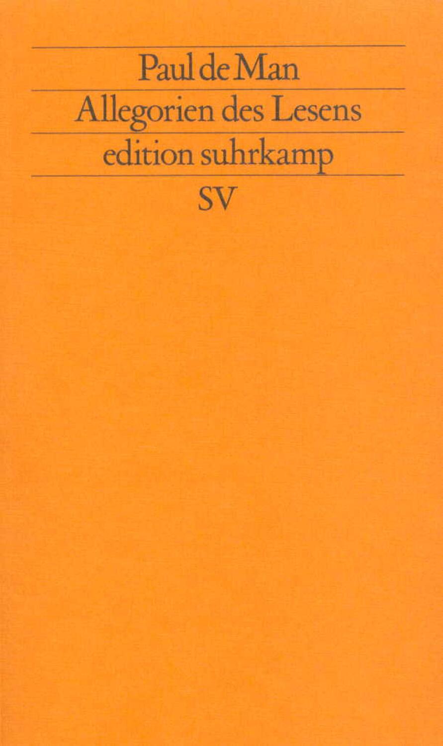 Cover: 9783518113578 | Allegorien des Lesens | Paul de Man | Taschenbuch | edition suhrkamp