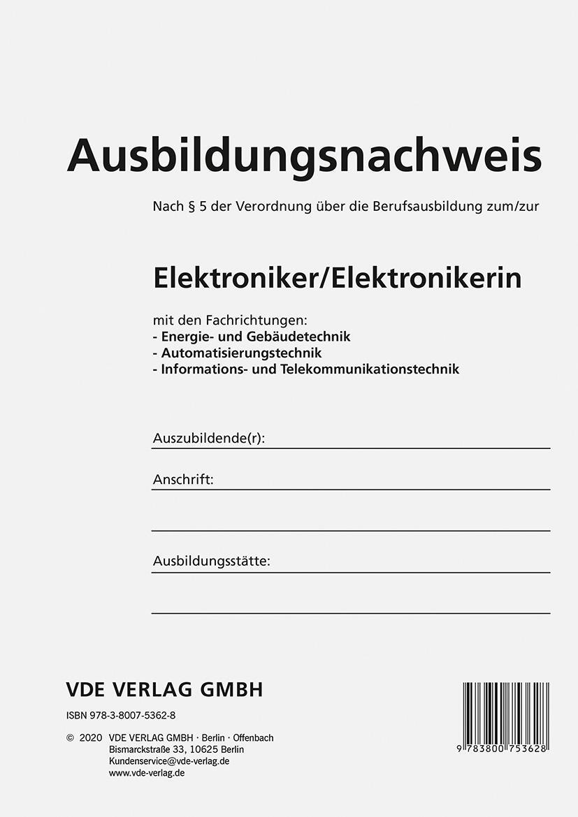 Bild: 9783800753628 | Ausbildungsnachweis Elektroniker/Elektronikerin | Taschenbuch | 56 S.