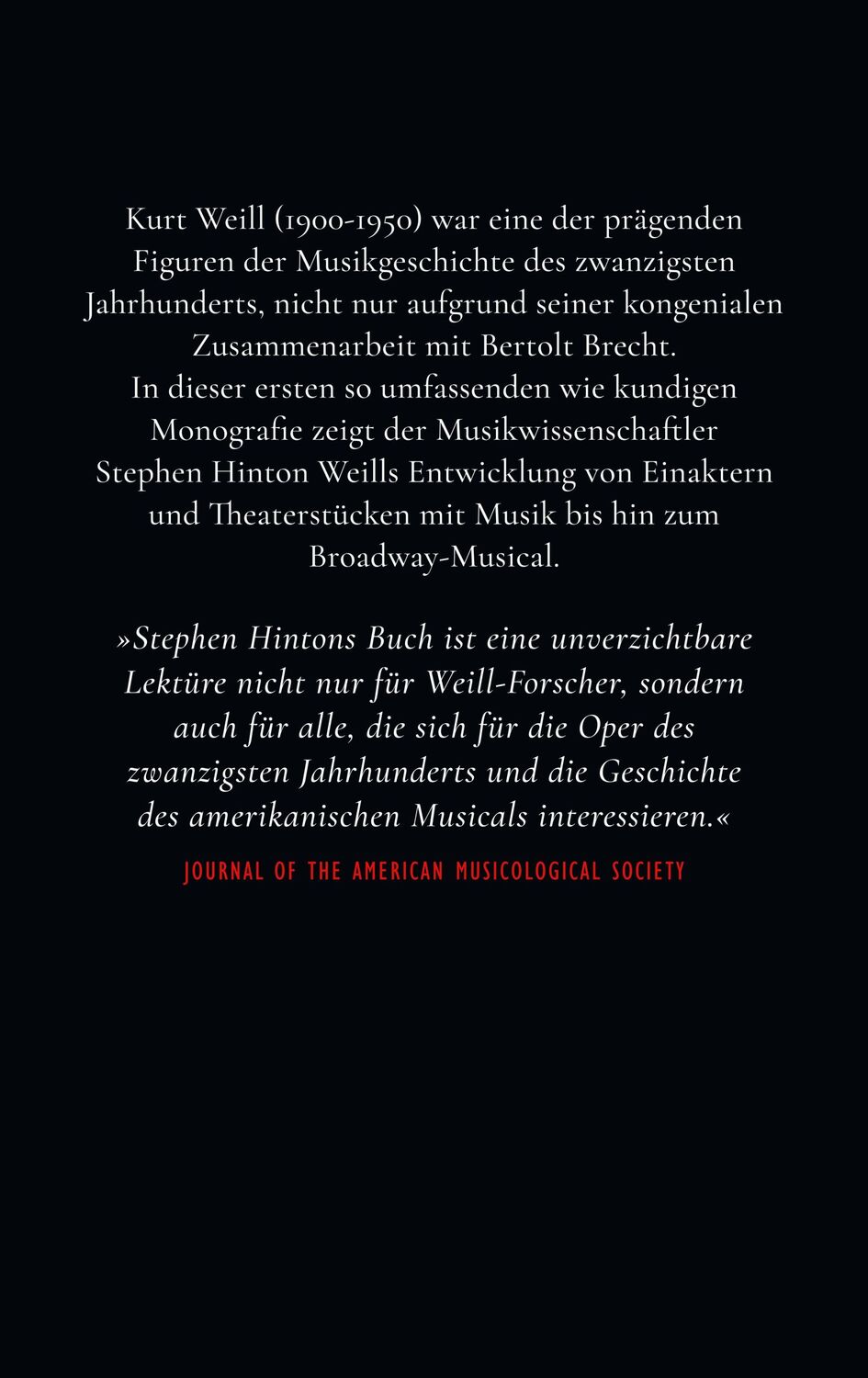 Rückseite: 9783633543250 | Kurt Weills Musiktheater | Stephen Hinton | Buch | 830 S. | Deutsch