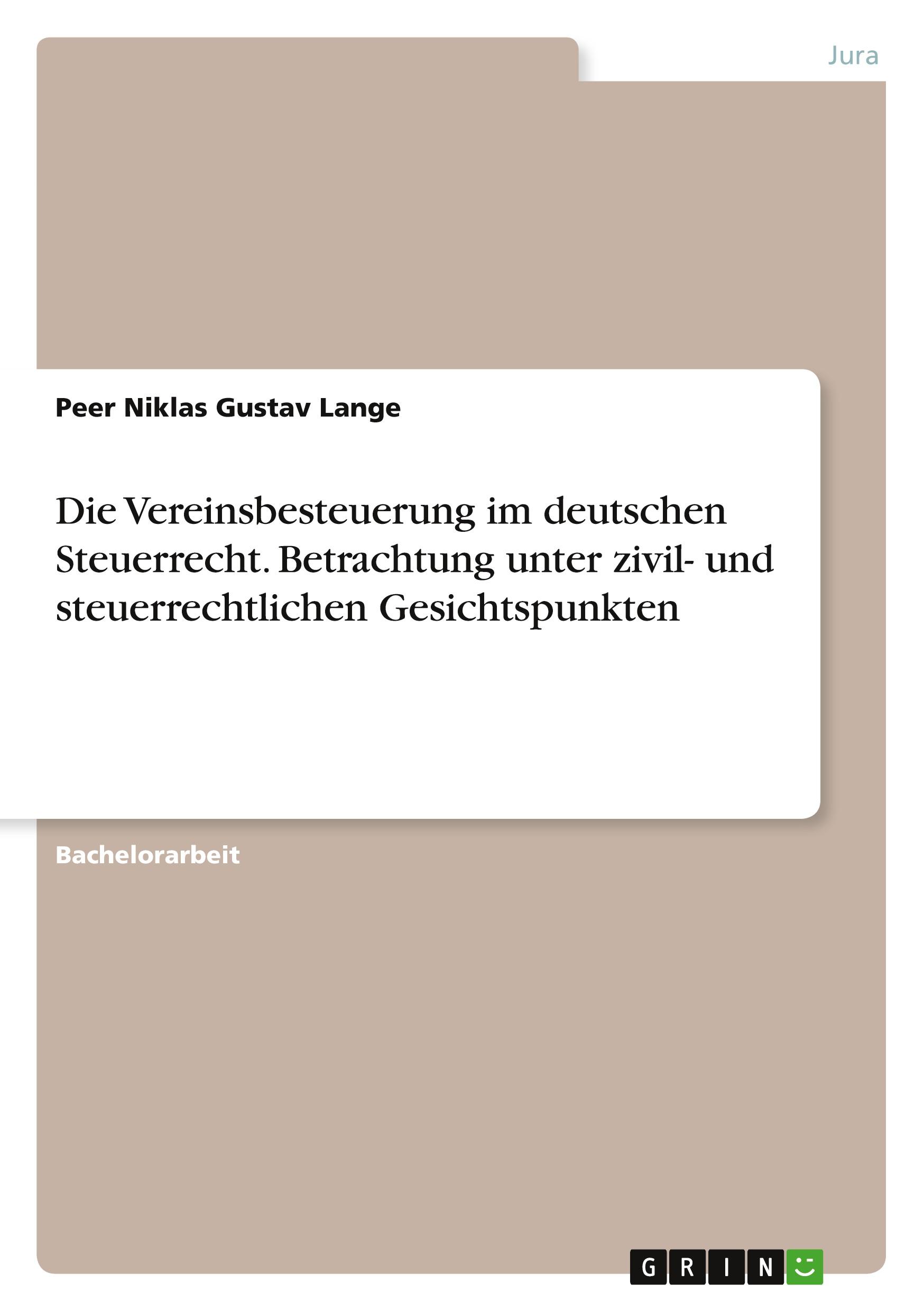 Cover: 9783346745828 | Die Vereinsbesteuerung im deutschen Steuerrecht. Betrachtung unter...