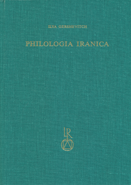 Cover: 9783882262339 | Ilya Gershevitch: Philologia Iranica | Nicholas Sims-Williams