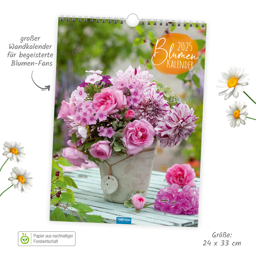 Bild: 9783988021960 | Trötsch Classickalender Blumenkalender 2025 | Wandkalender | Co.KG