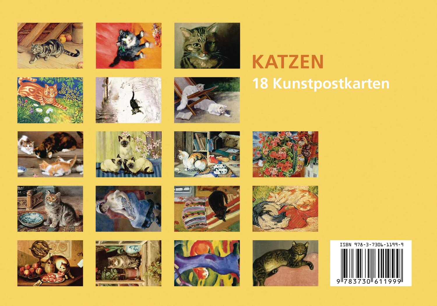Bild: 9783730611999 | Postkarten-Set Katzen | 18 Kunstpostkarten | Anaconda Verlag | Stück