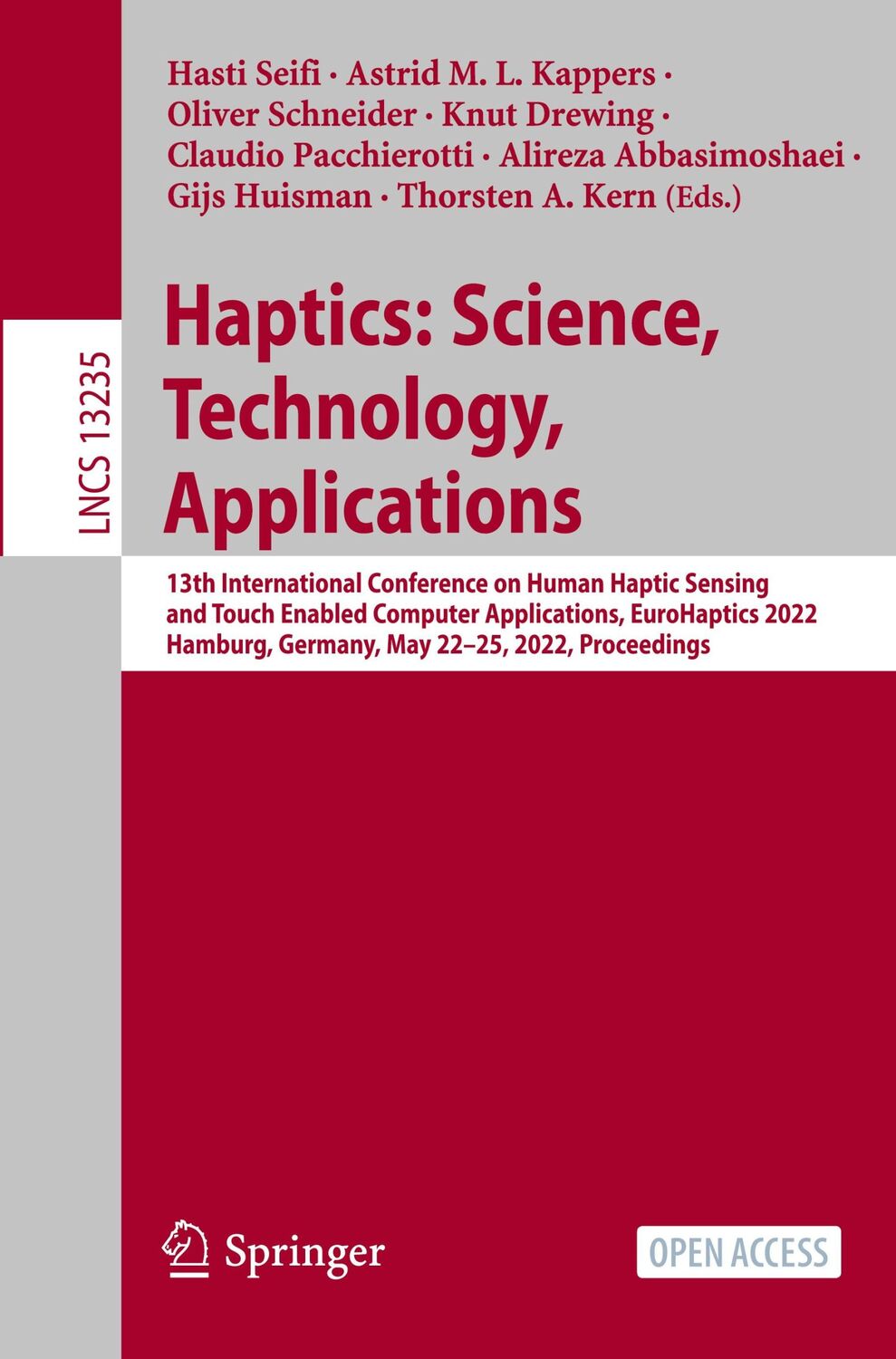 Cover: 9783031062483 | Haptics: Science, Technology, Applications | Hasti Seifi (u. a.)