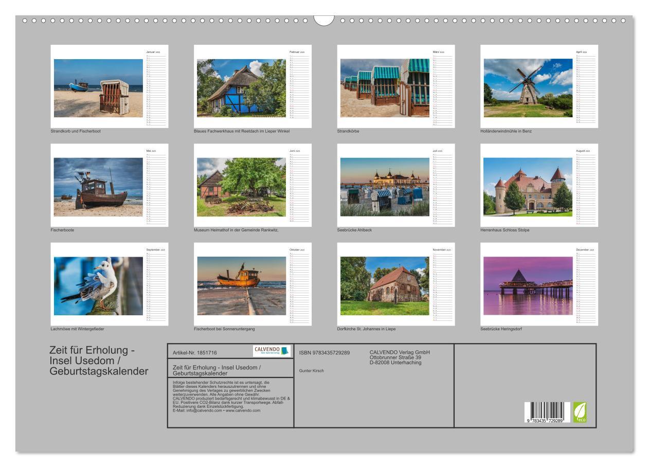 Bild: 9783435729289 | Zeit für Erholung - Insel Usedom / Geburtstagskalender...