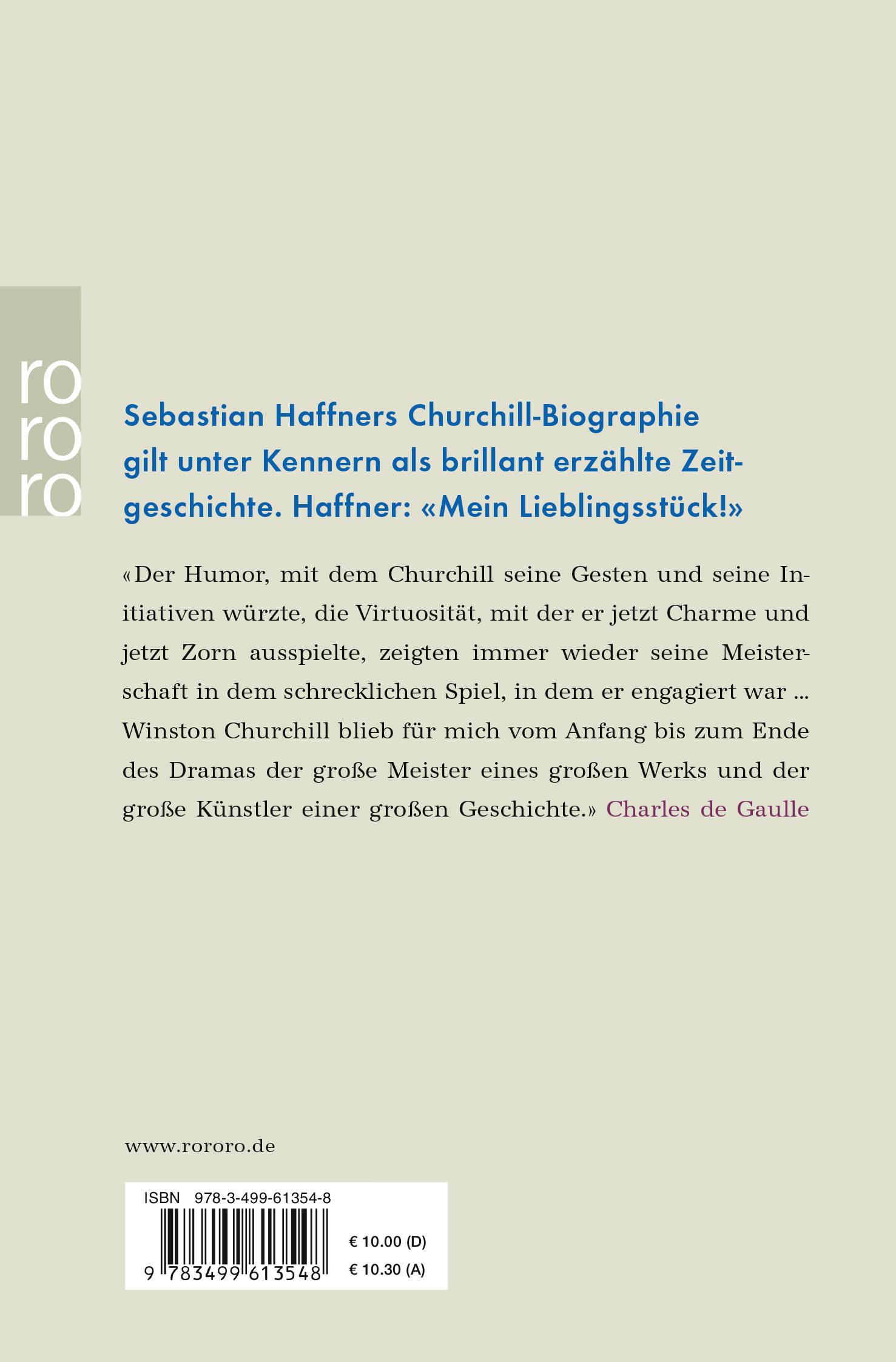 Rückseite: 9783499613548 | Winston Churchill | Sebastian Haffner | Taschenbuch | 208 S. | Deutsch