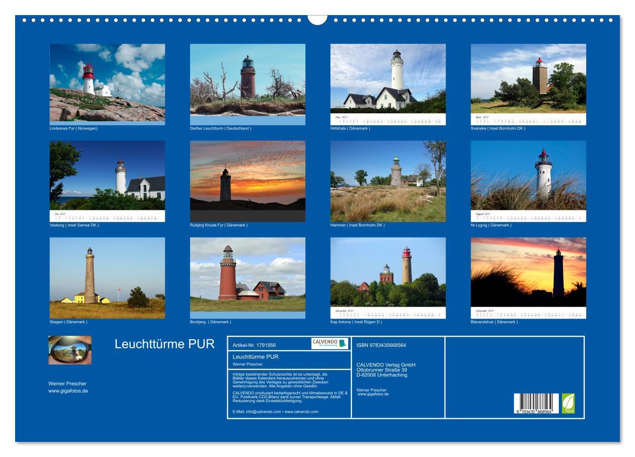 Bild: 9783435668564 | Leuchttürme PUR (Wandkalender 2025 DIN A2 quer), CALVENDO...