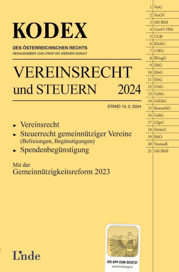 Cover: 9783707349641 | KODEX Vereinsrecht und Steuern | Werner Doralt | Taschenbuch | 254 S.