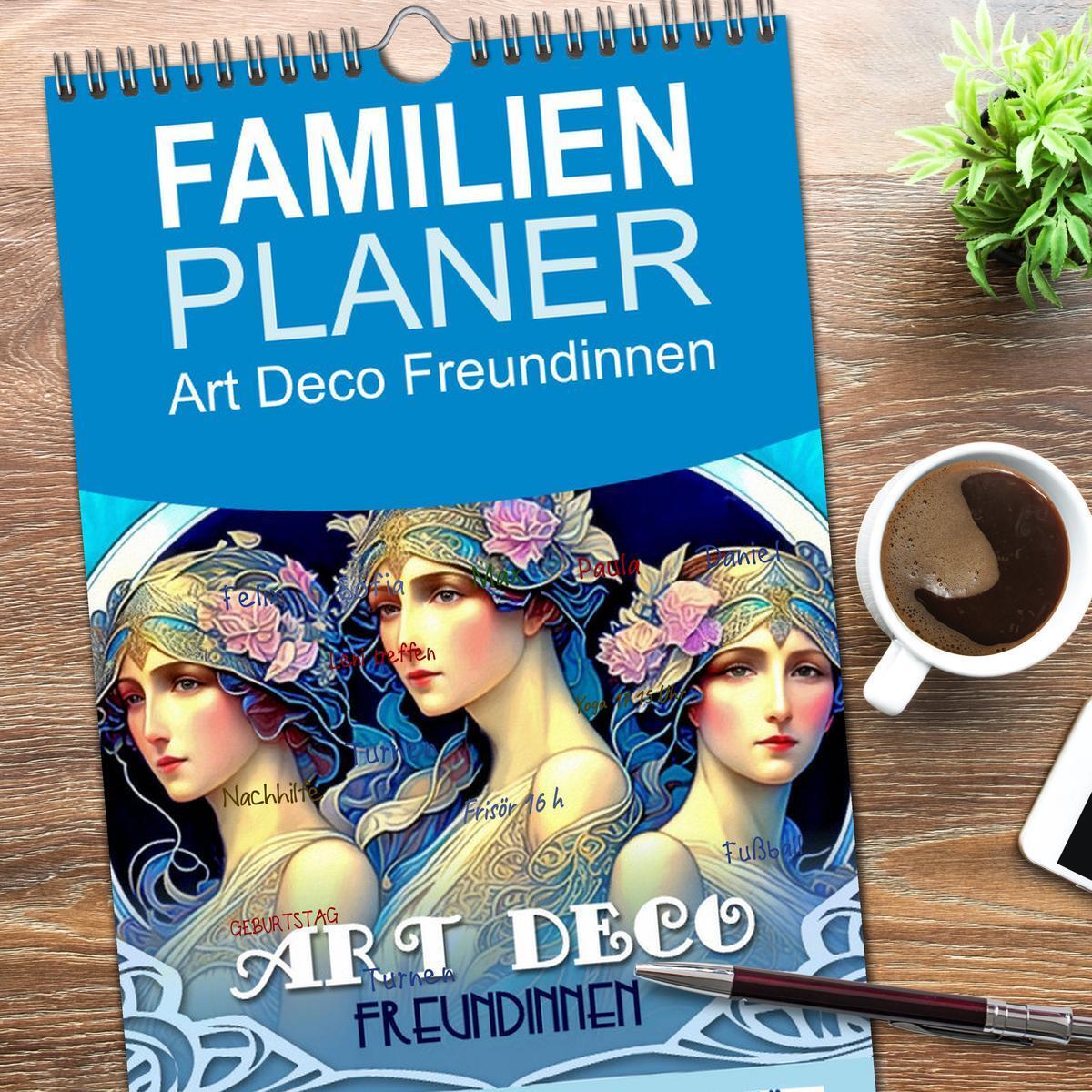 Bild: 9783457096901 | Familienplaner 2025 - Art Deco Freundinnen mit 5 Spalten...