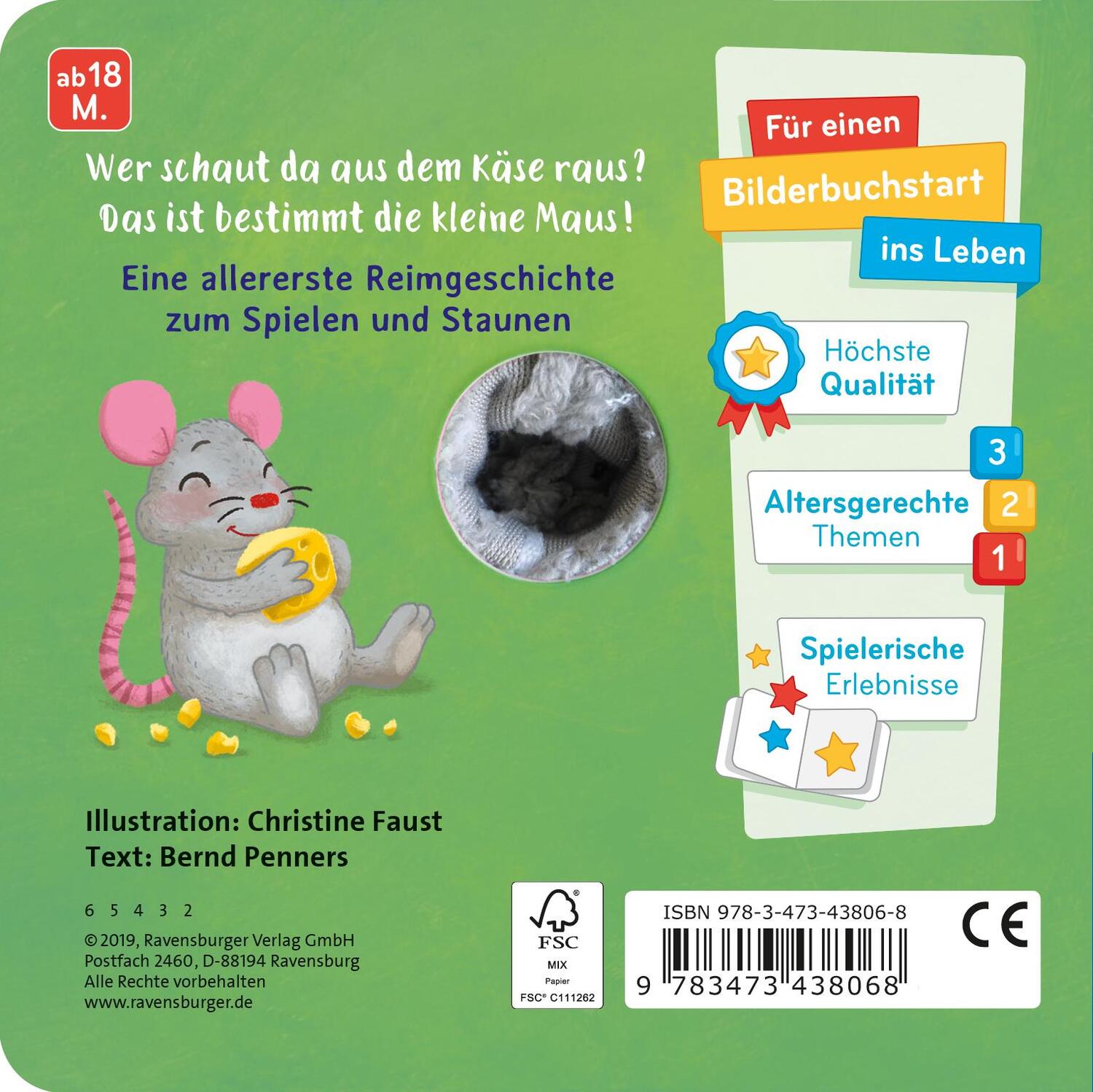 Rückseite: 9783473438068 | Mein liebstes Fingerpuppenbuch: Hallo, kleine Maus! | Bernd Penners