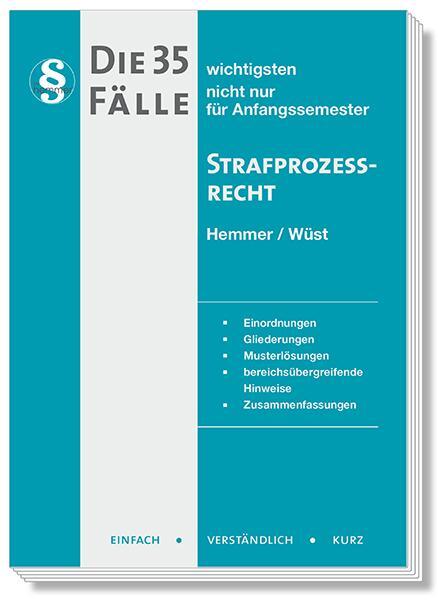 Cover: 9783968382197 | Die 35 wichtigsten Fälle Strafprozessrecht | Hemmer (u. a.) | Buch