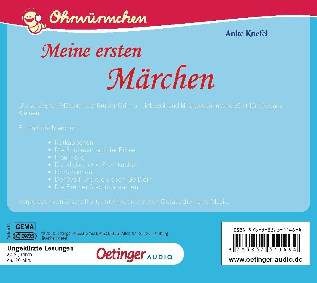 Rückseite: 9783837311464 | Meine ersten Märchen | Anke Knefel | Audio-CD | Oetinger Audio | 2020