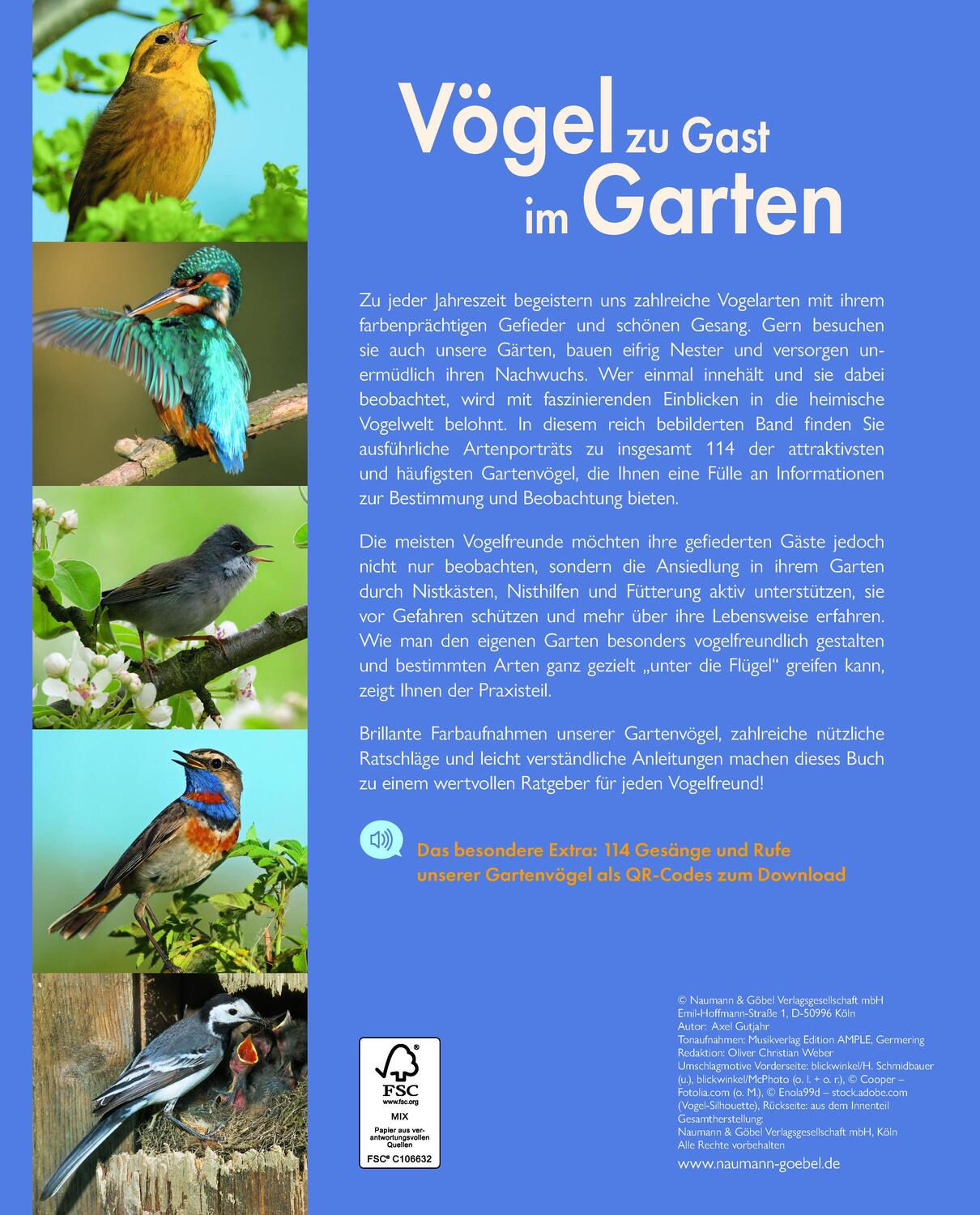 Rückseite: 9783625192411 | Vögel zu Gast im Garten - Beobachten, bestimmen, schützen. | Gutjahr