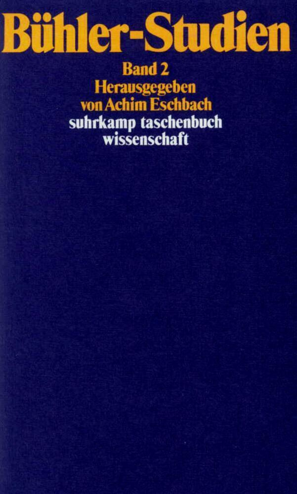 Cover: 9783518280829 | Bühler-Studien. Bd.2 | Achim Eschbach | Taschenbuch | Suhrkamp