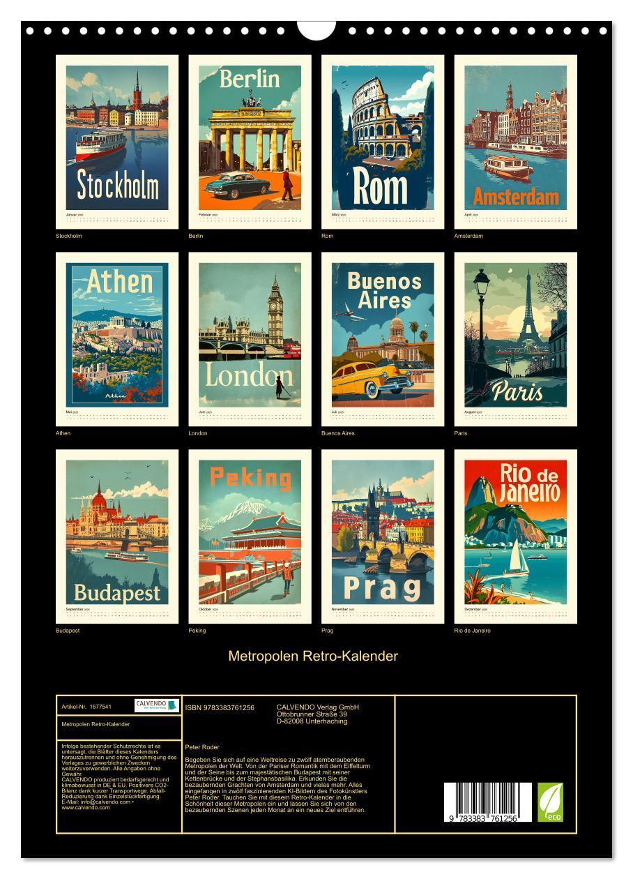 Bild: 9783383761256 | Metropolen Retro-Kalender (Wandkalender 2025 DIN A3 hoch), CALVENDO...