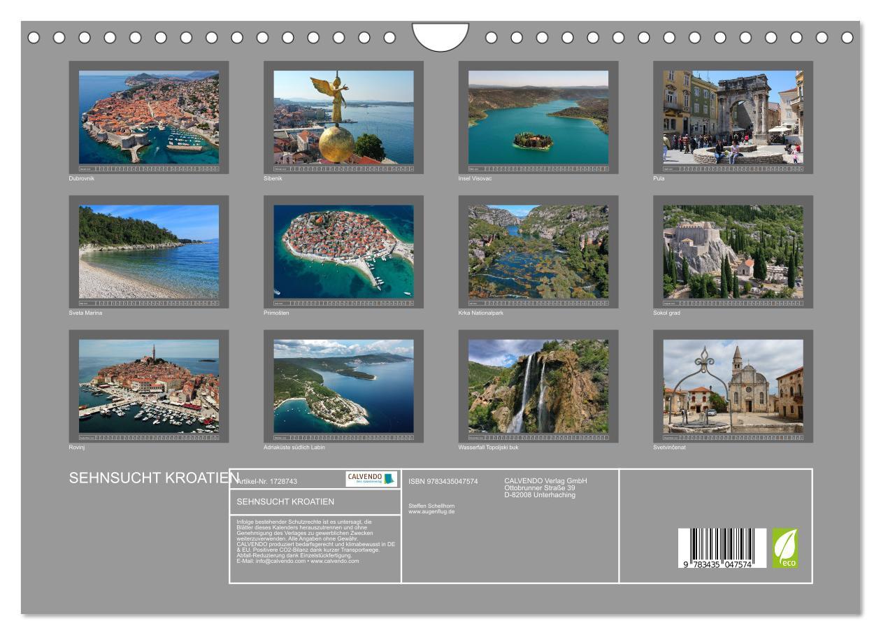 Bild: 9783435047574 | SEHNSUCHT KROATIEN (Wandkalender 2025 DIN A4 quer), CALVENDO...