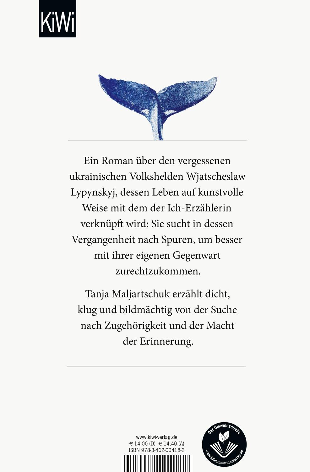 Rückseite: 9783462004182 | Blauwal der Erinnerung | Roman | Tanja Maljartschuk | Taschenbuch
