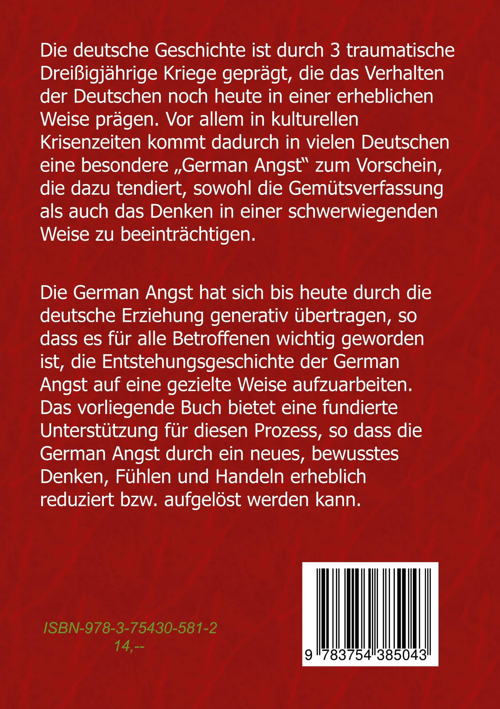 Rückseite: 9783754385043 | German Angst | Wolfgang Hauke | Taschenbuch | 110 S. | Deutsch | 2022