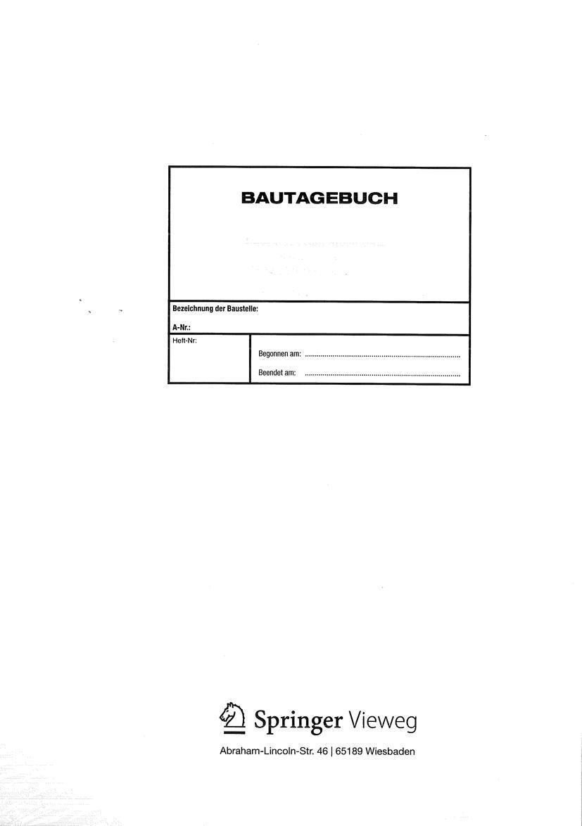 Cover: 9783658000882 | Bautagebuch | W. Daub | Taschenbuch | 120 S. | Deutsch | 2012