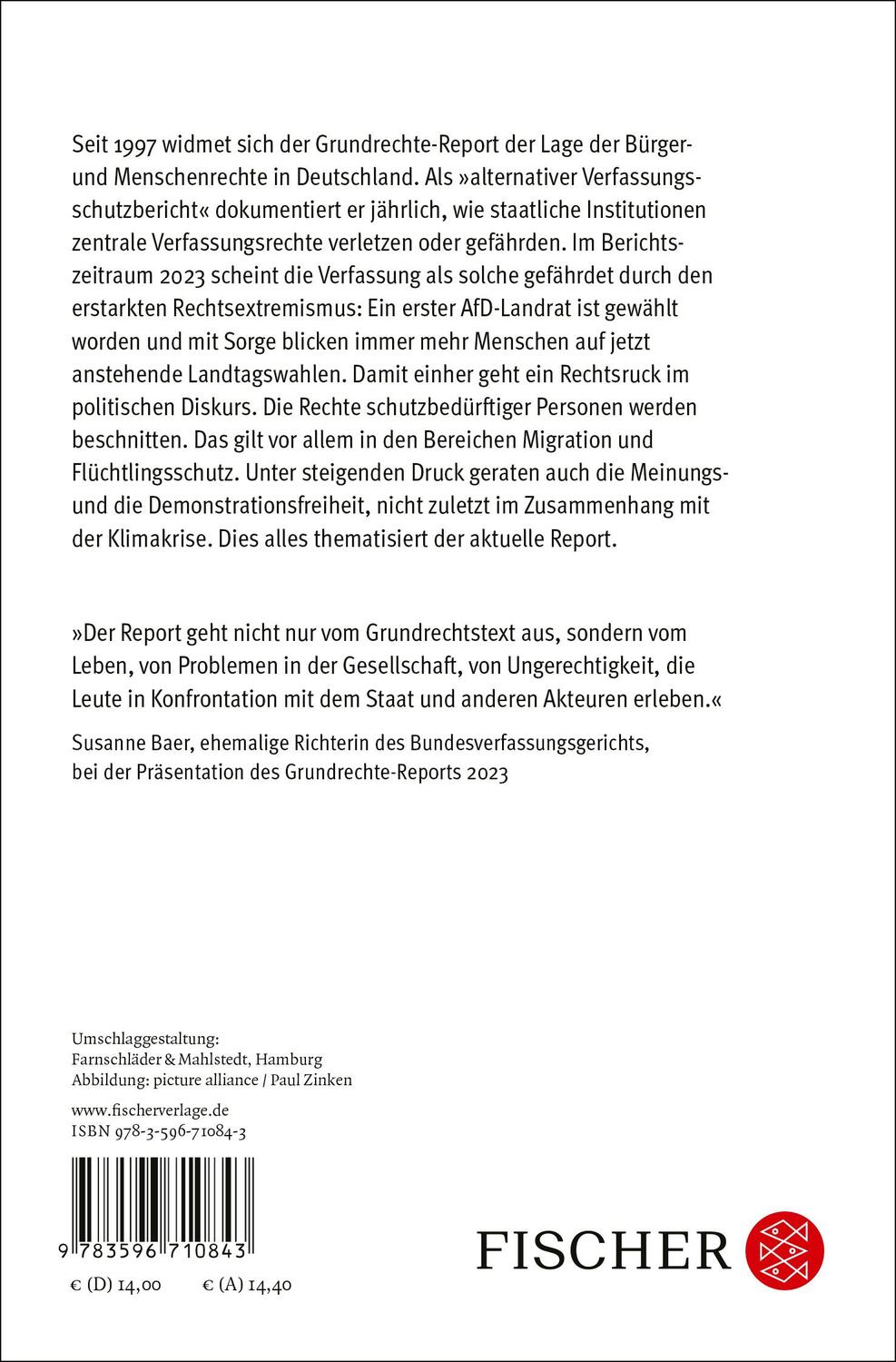 Rückseite: 9783596710843 | Grundrechte-Report 2024 | Peter von Auer (u. a.) | Taschenbuch | 2024
