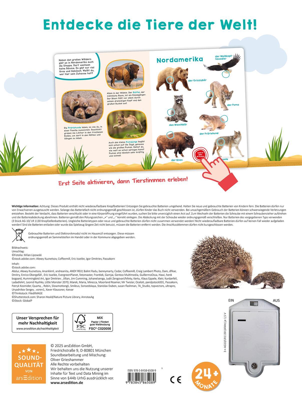Rückseite: 9783845865089 | Mein großes Geräuschebuch - Tiere der Welt | Mit 49 Sounds | Buch