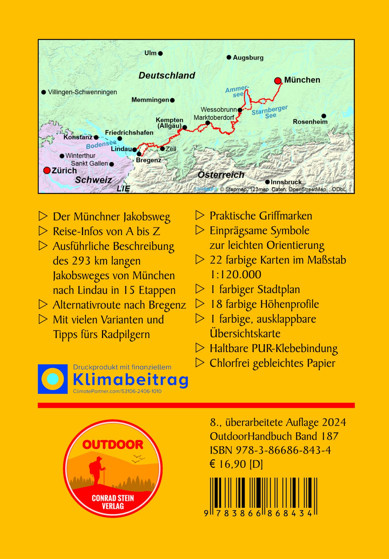 Rückseite: 9783866868434 | Jakobsweg München - Lindau | mit Variante nach Bregenz | Haupt | Buch