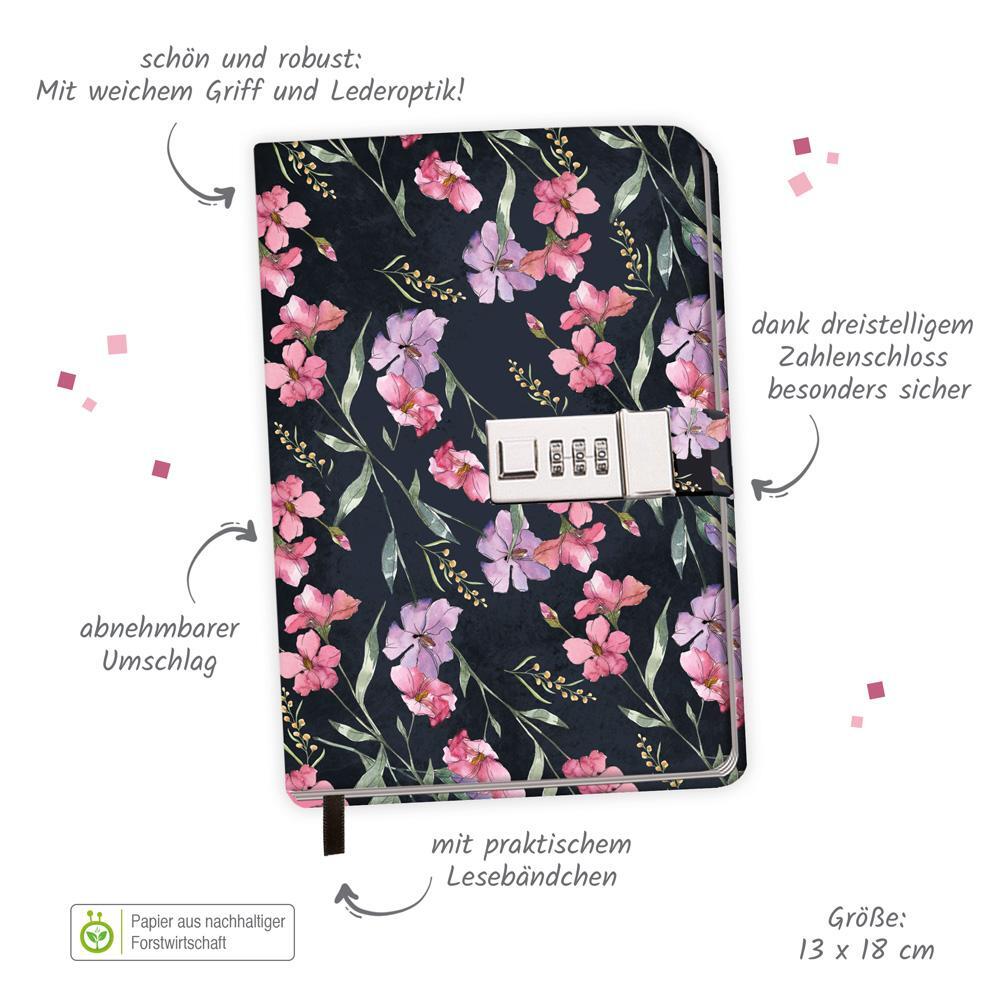 Bild: 4251901503183 | Trötsch Tagebuch mit Zahlenschloss Flowers | Notizbuch Bullet Journal