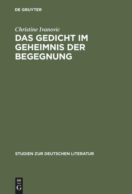 Cover: 9783484181410 | Das Gedicht im Geheimnis der Begegnung | Christine Ivanovic | Buch