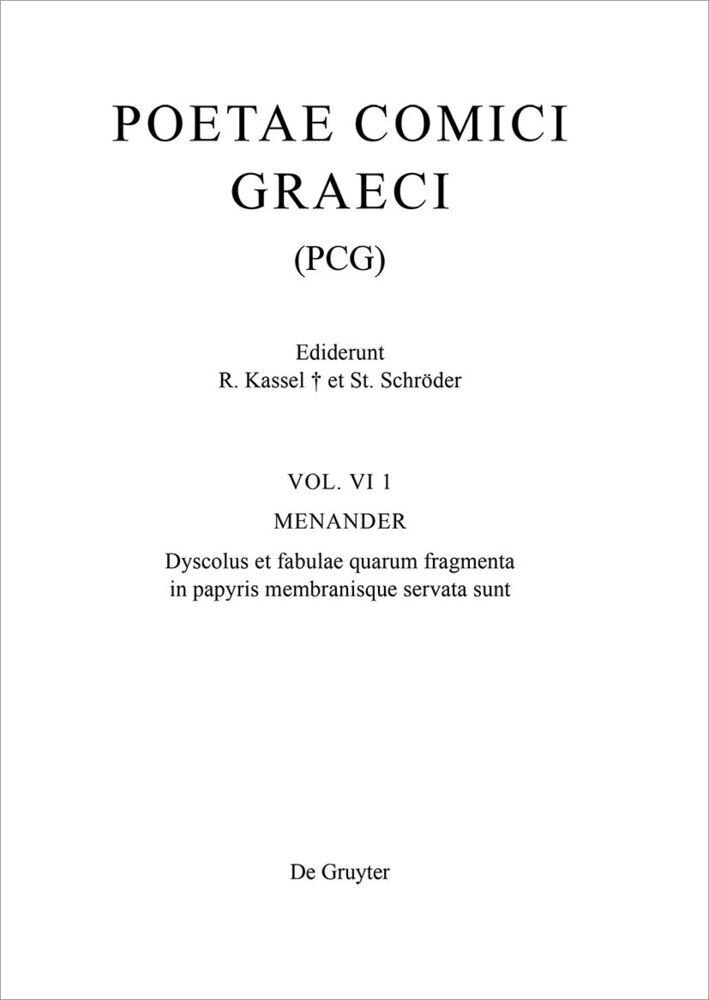 Cover: 9783110109238 | Menander | Rudolf Kassel (u. a.) | Buch | LXXI | Griechisch (bis 1453)