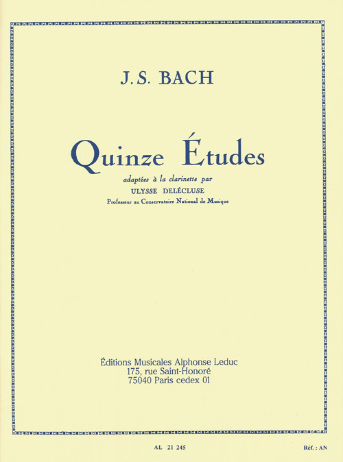 Cover: 9790046212451 | 15 études pour la clarinette | Johann Sebastian Bach | Buch