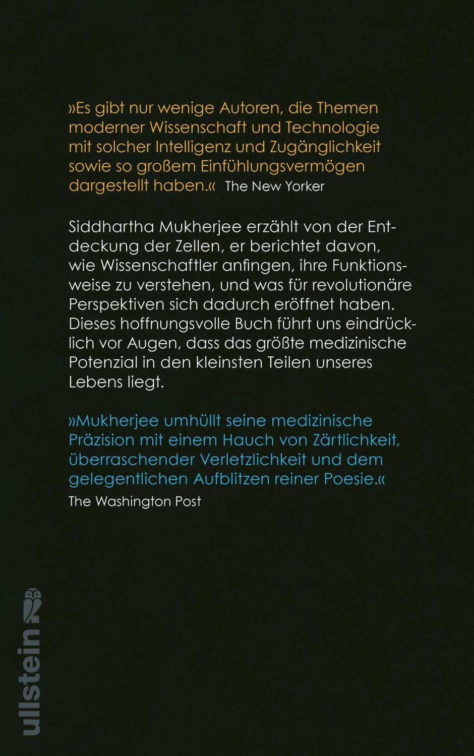 Rückseite: 9783550201899 | Das Lied der Zelle | Siddhartha Mukherjee | Buch | Deutsch | 2023
