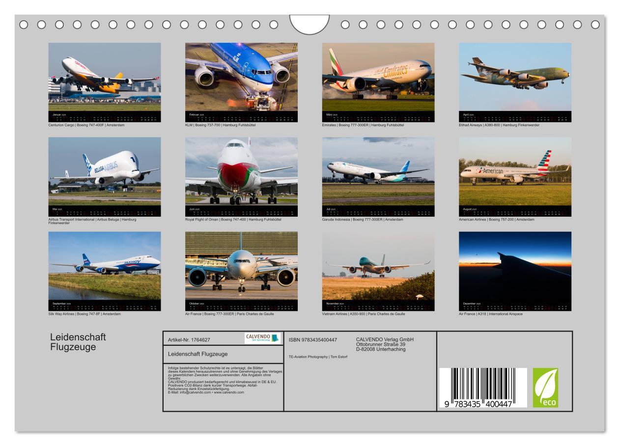 Bild: 9783435400447 | Leidenschaft Flugzeuge (Wandkalender 2025 DIN A4 quer), CALVENDO...